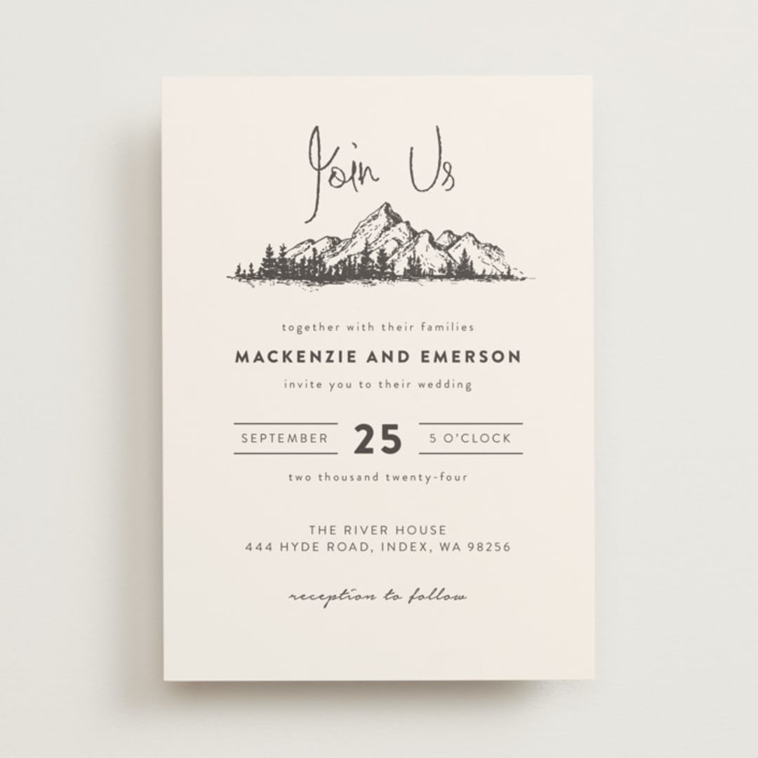 "Mountains" - Wedding Invitations in Ivory by Anastasia Makarova - Front