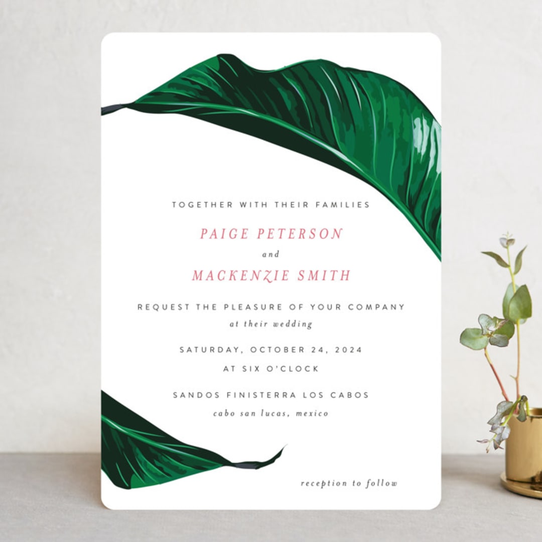"Mod Palm" - Wedding Invitations in Pearl by Erin Hodges - Front