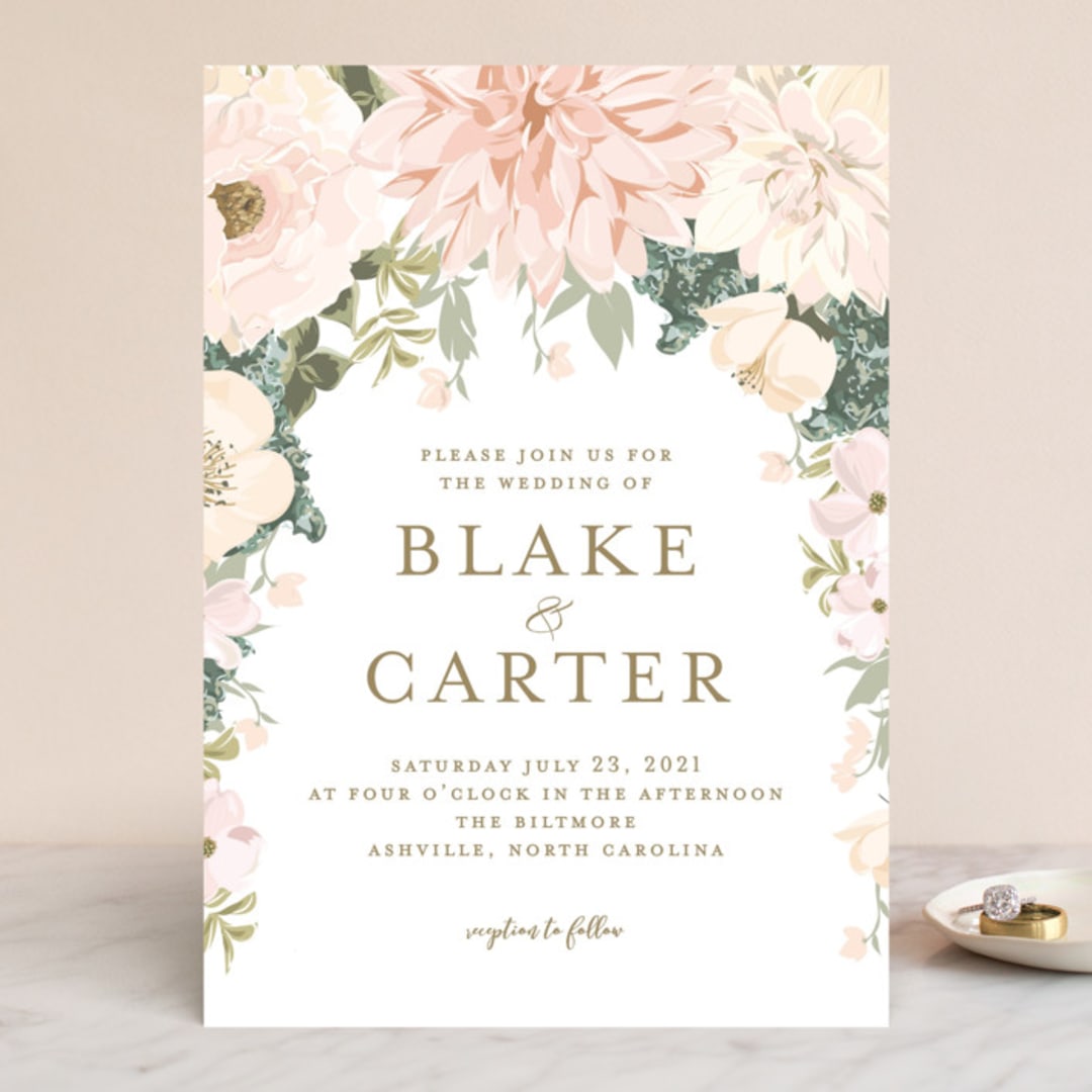 "Garden Wedding" - Wedding Invitations in Blush by Susan Moyal - Front