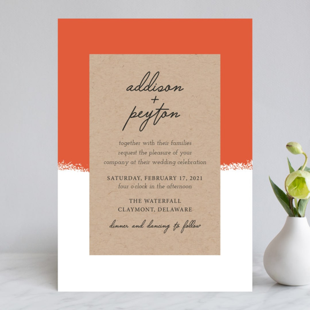 "Joyfully Ever After" - Wedding Invitations in Tangerine by Faith Harlow - Front