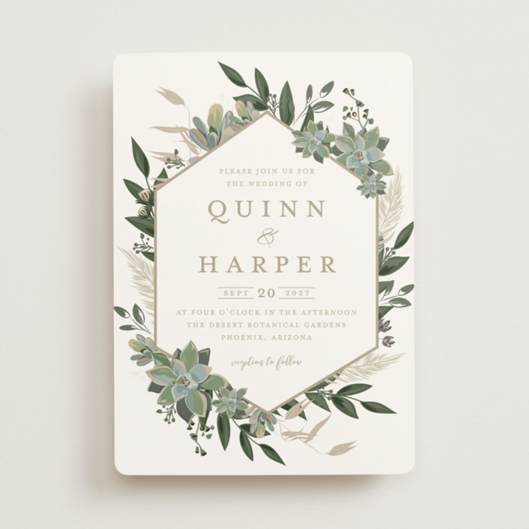 "Succulent Surround" - Wedding Invitations in Cloud by Susan Moyal - Front