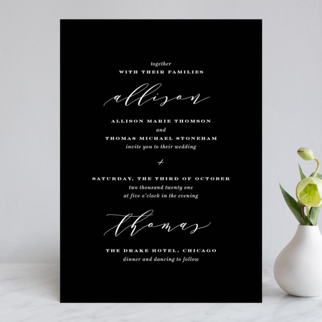 "Perspective" - Wedding Invitations in Noir by Kimberly FitzSimons - Front