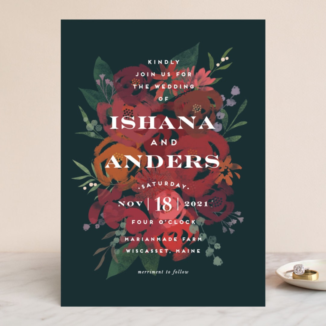 "Midnight Garden" - Wedding Invitations in Deep Sea by Jennifer Wick - Front