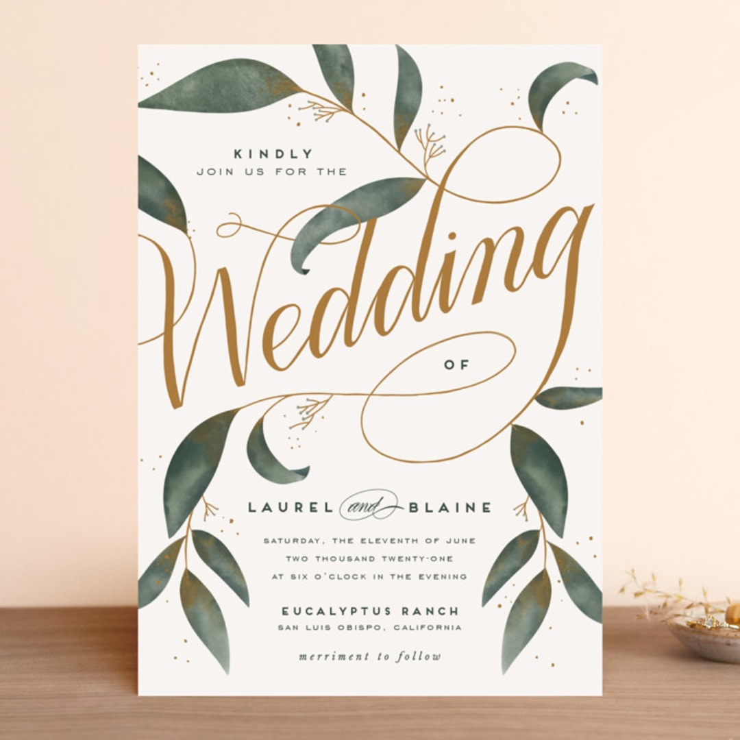 "Love Grows" - Wedding Invitations in Leaf by Leah Bisch - Front