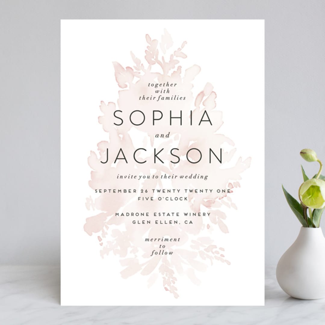 "Ethereal Bouquet" - Wedding Invitations in Blush by Petra Kern - Front