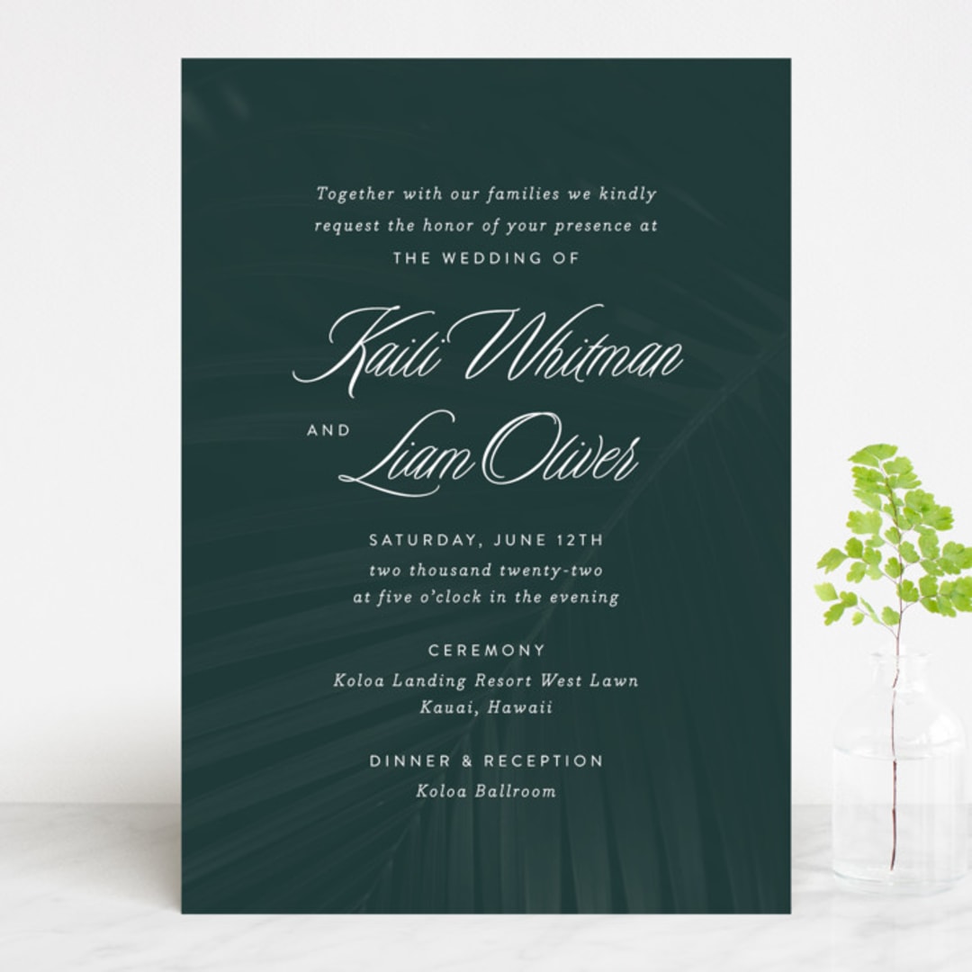 "Palm Layers" - Wedding Invitations in Palm Frond by Jill Means - Front
