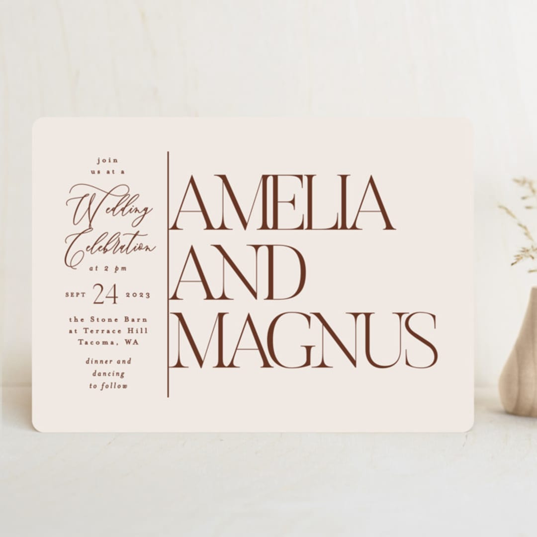 "Side Column" - Wedding Invitations in Leather by Alethea and Ruth - Front