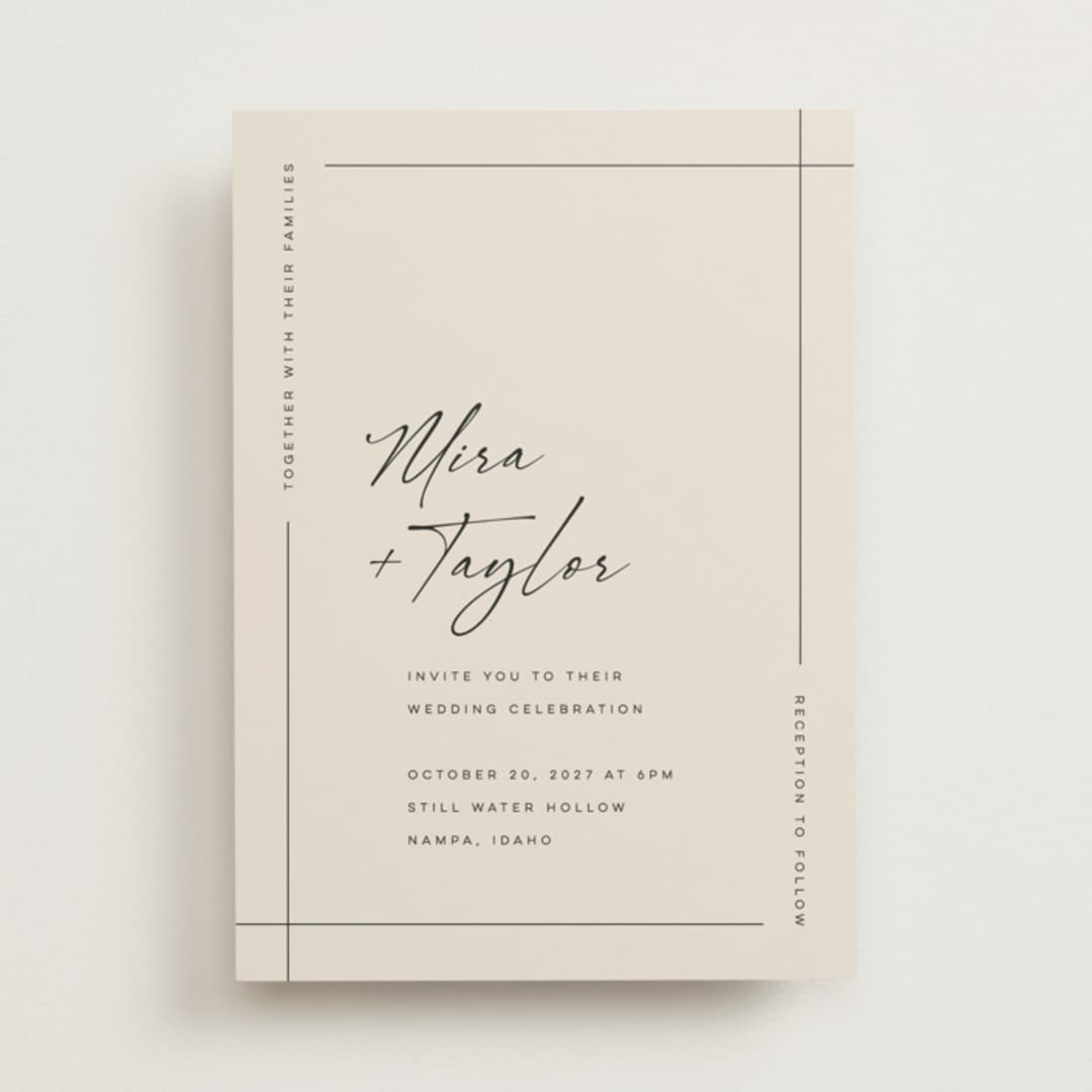 "Modernline" - Wedding Invitations in Cotton by April Astudillo - Front