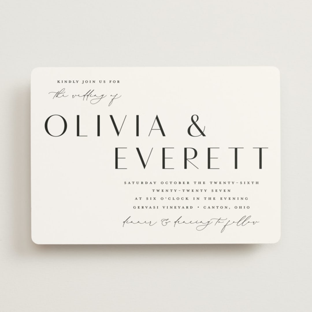 "Modern Classic Names" - Wedding Invitations in Onyx by Emily Betts - Front