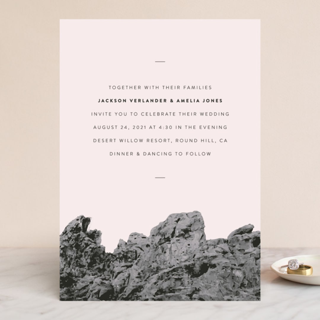 "Desert Rocks" - Wedding Invitations in Blush by Owl and Toad - Front