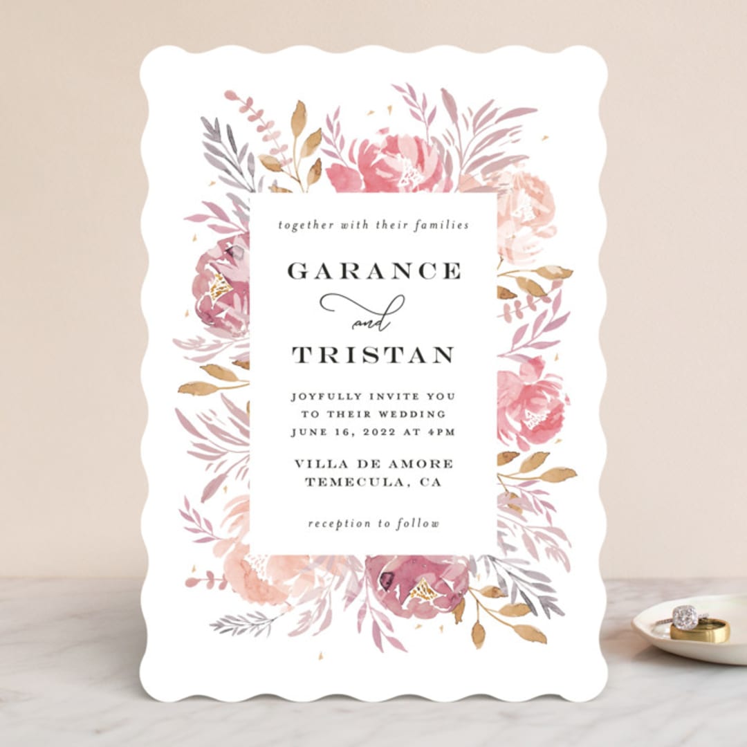 "Grand Bloom" - Wedding Invitations in Mauve by Bonjour Paper - Front