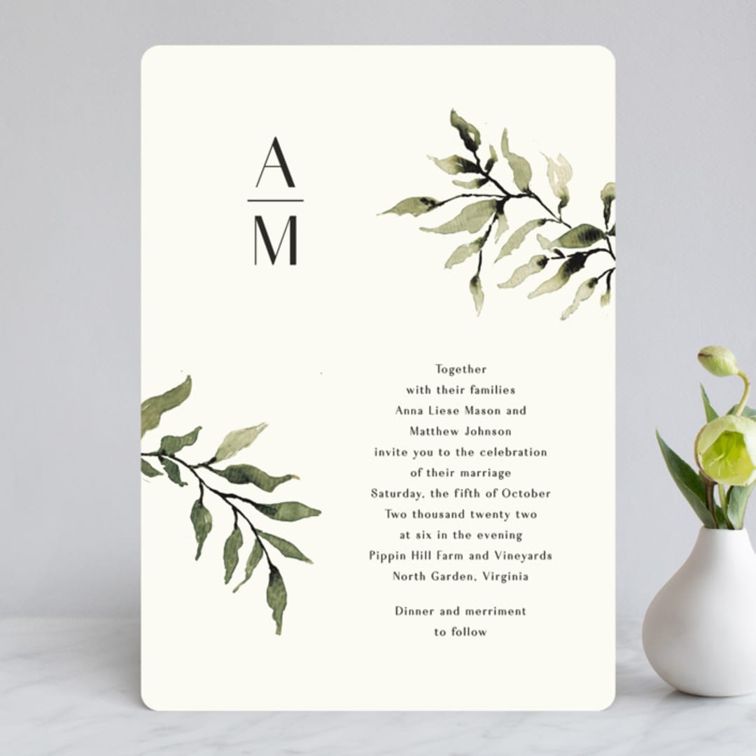 "Rural Romance" - Wedding Invitations in Leaf by Chris Griffith - Front