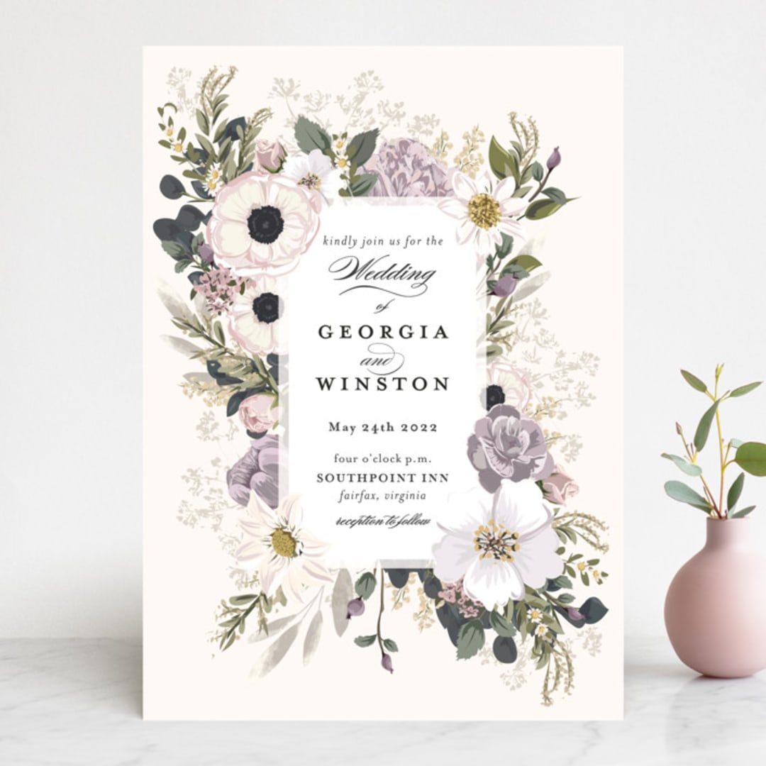 "Spring Botanicals" - Wedding Invitations in Lilac by Susan Moyal - Front