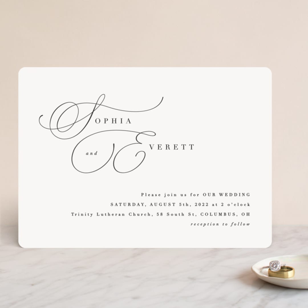 "Flowing Initials" - Wedding Invitations in Ivory by Hooray Creative - Front