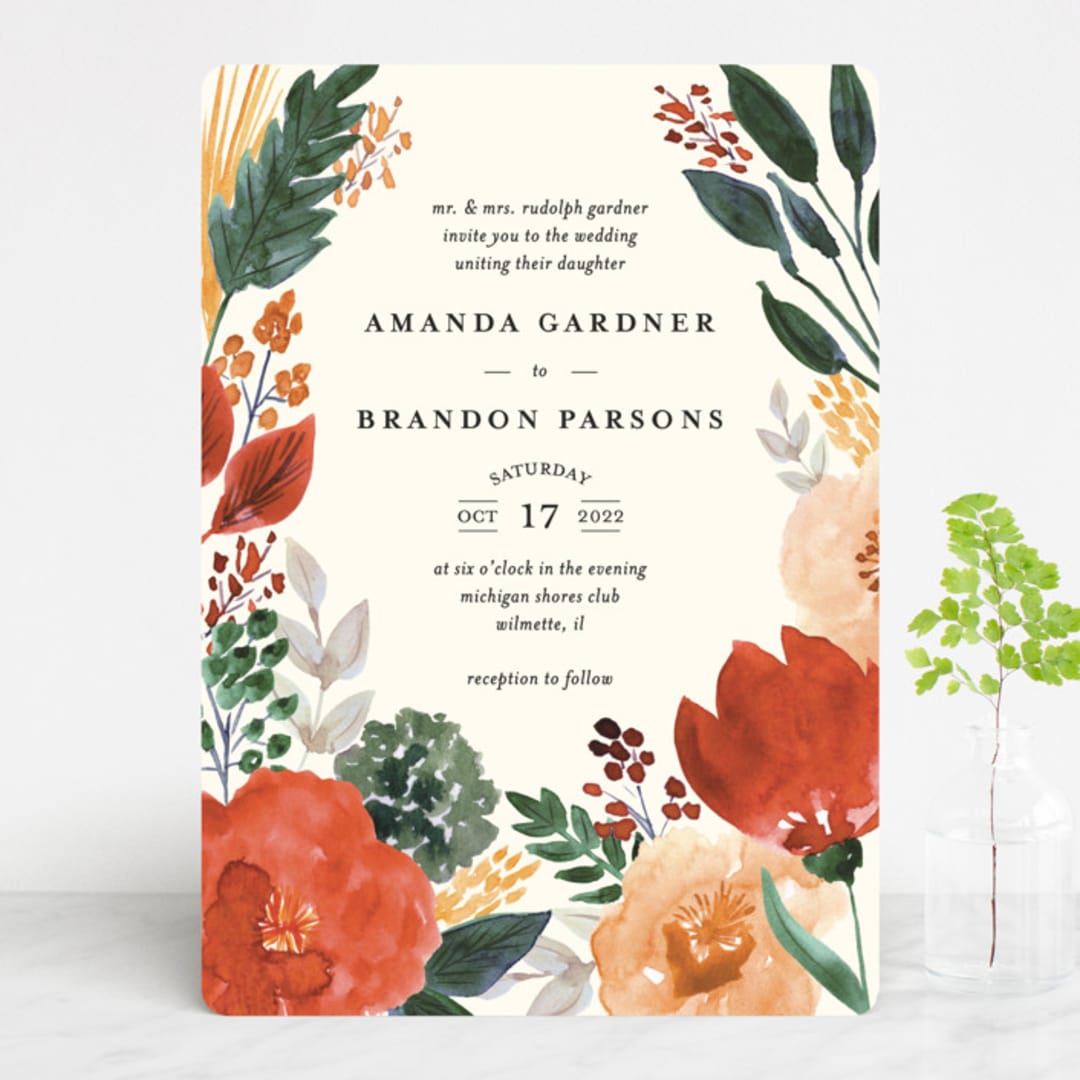 "Flourishing" - Wedding Invitations in Bloom by Beth Schneider - Front