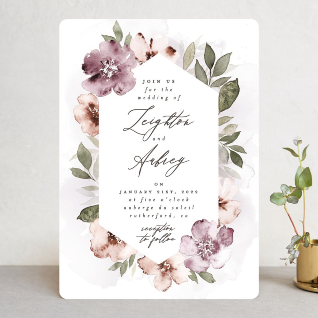 "Fancifully" - Wedding Invitations in Dust Mauve by Everett Paper Goods - Front