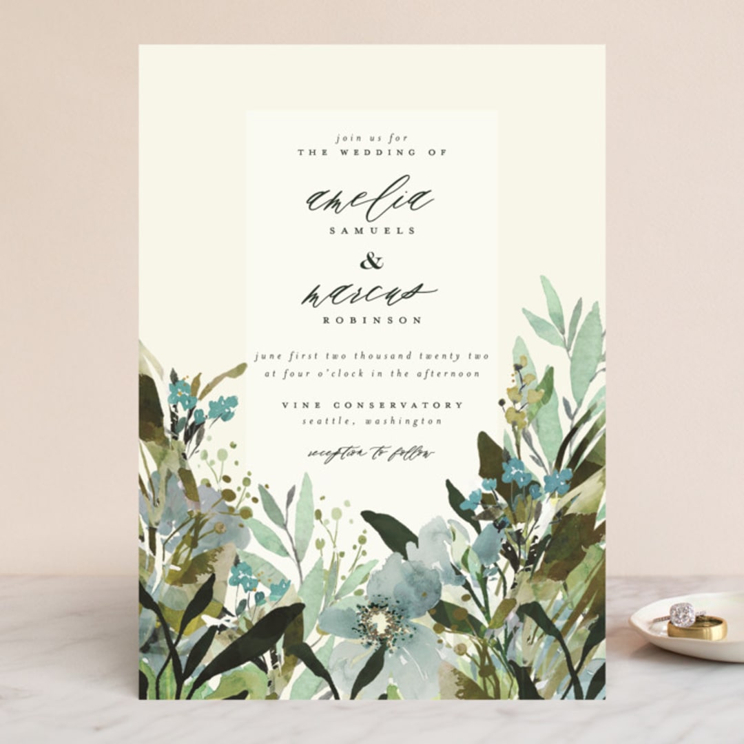 "Gardens Edge" - Wedding Invitations in Garden by Grace Kreinbrink - Front