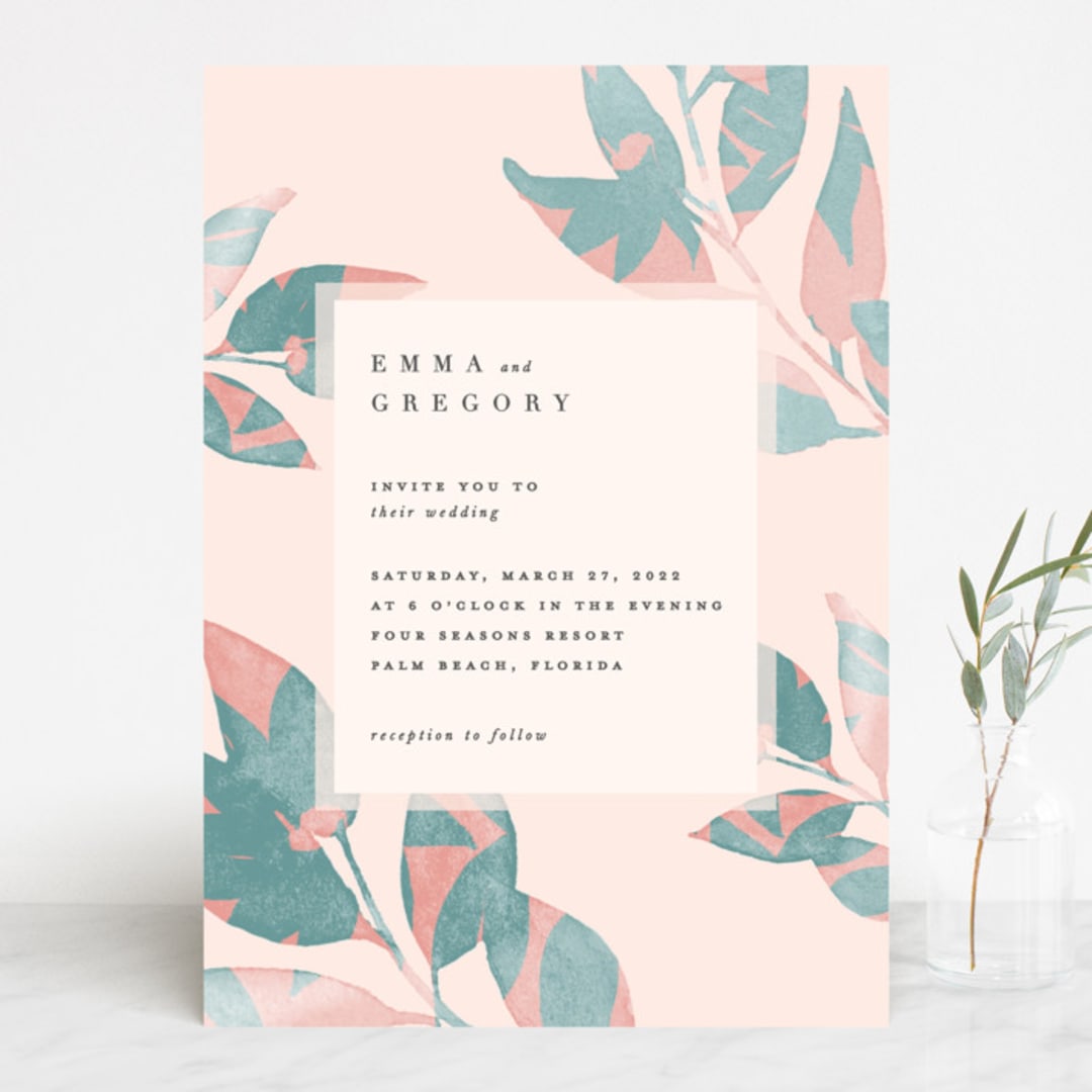 "Boho botanics" - Wedding Invitations in Coral by Creo Study - Front