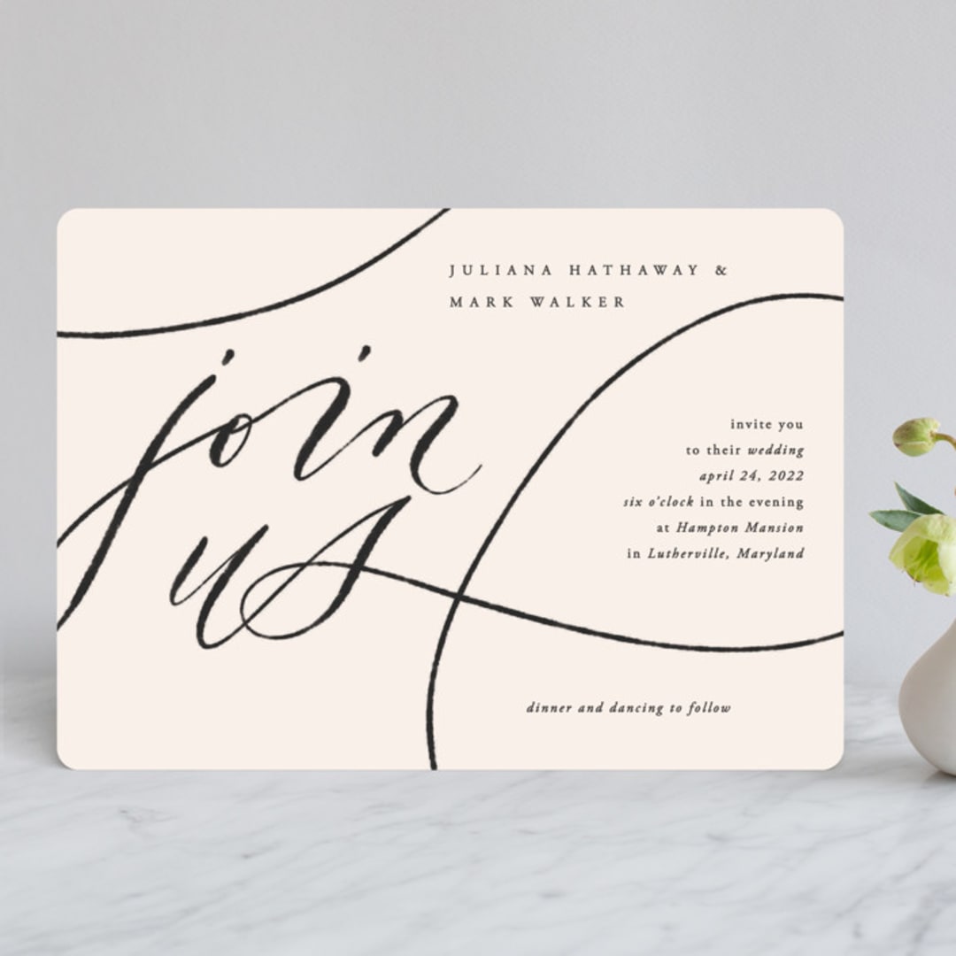 "Fountain Pen" - Wedding Invitations in Creme by Erin L. Wilson - Front