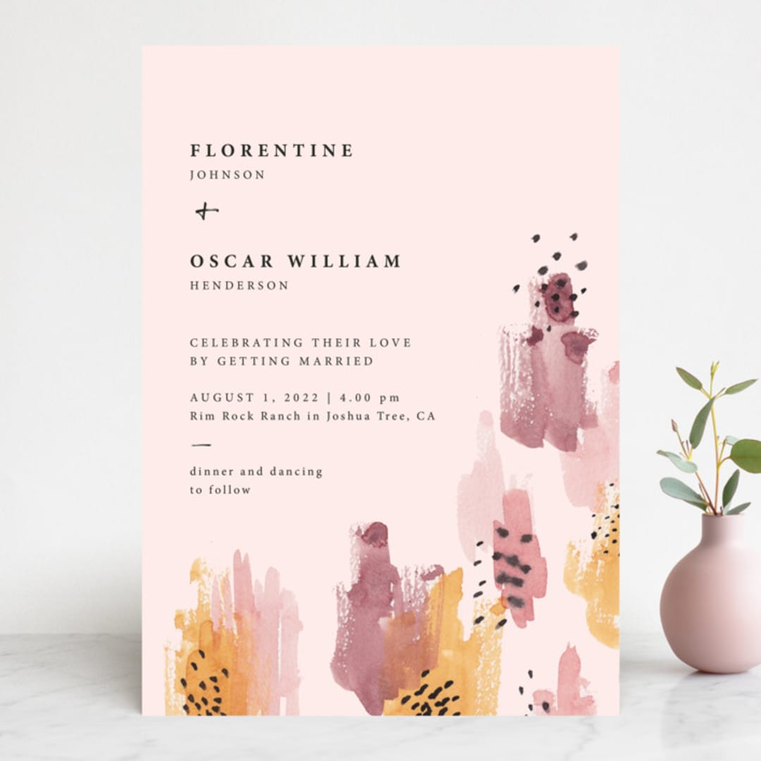 "Mod Brush" - Wedding Invitations in Blush by Lisa Fee Paura - Front
