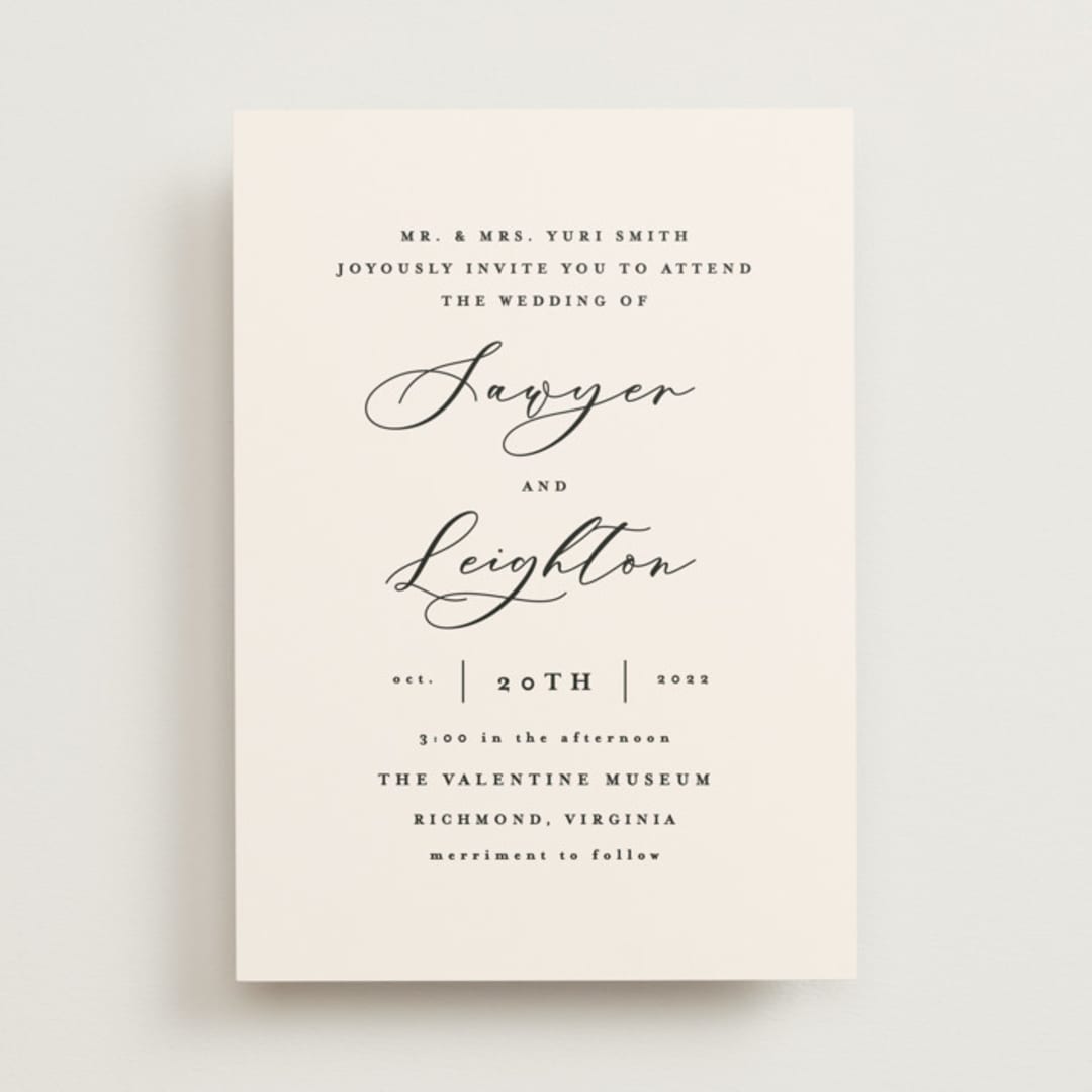 "Eternal" - Wedding Invitations in Ecru by Carly Reed Walker - Front