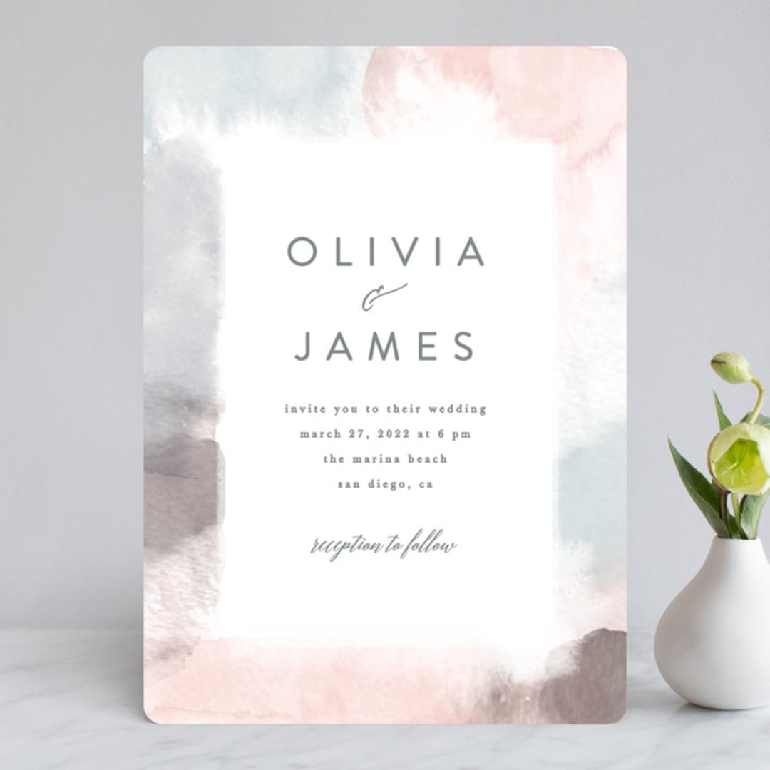 "Sea Froth" - Wedding Invitations in Blush by Creo Study - Front