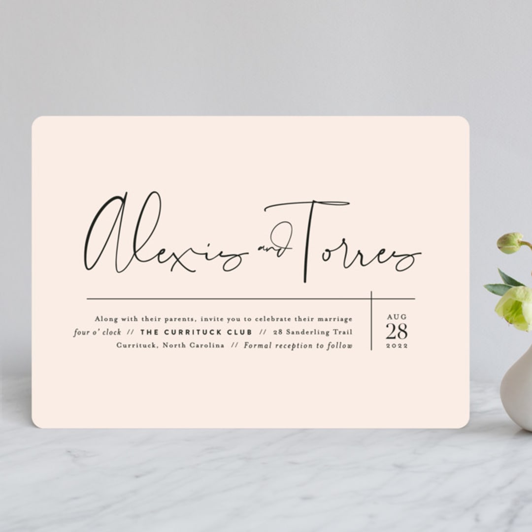 "Just the Two of Us" - Wedding Invitations in Blush by Jennifer Wick - Front