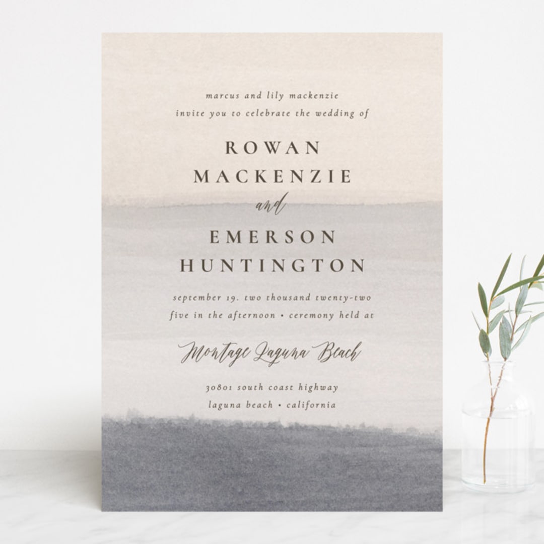 "Sunrise Waves" - Wedding Invitations in Ocean by Wildfield Paper Co - Front
