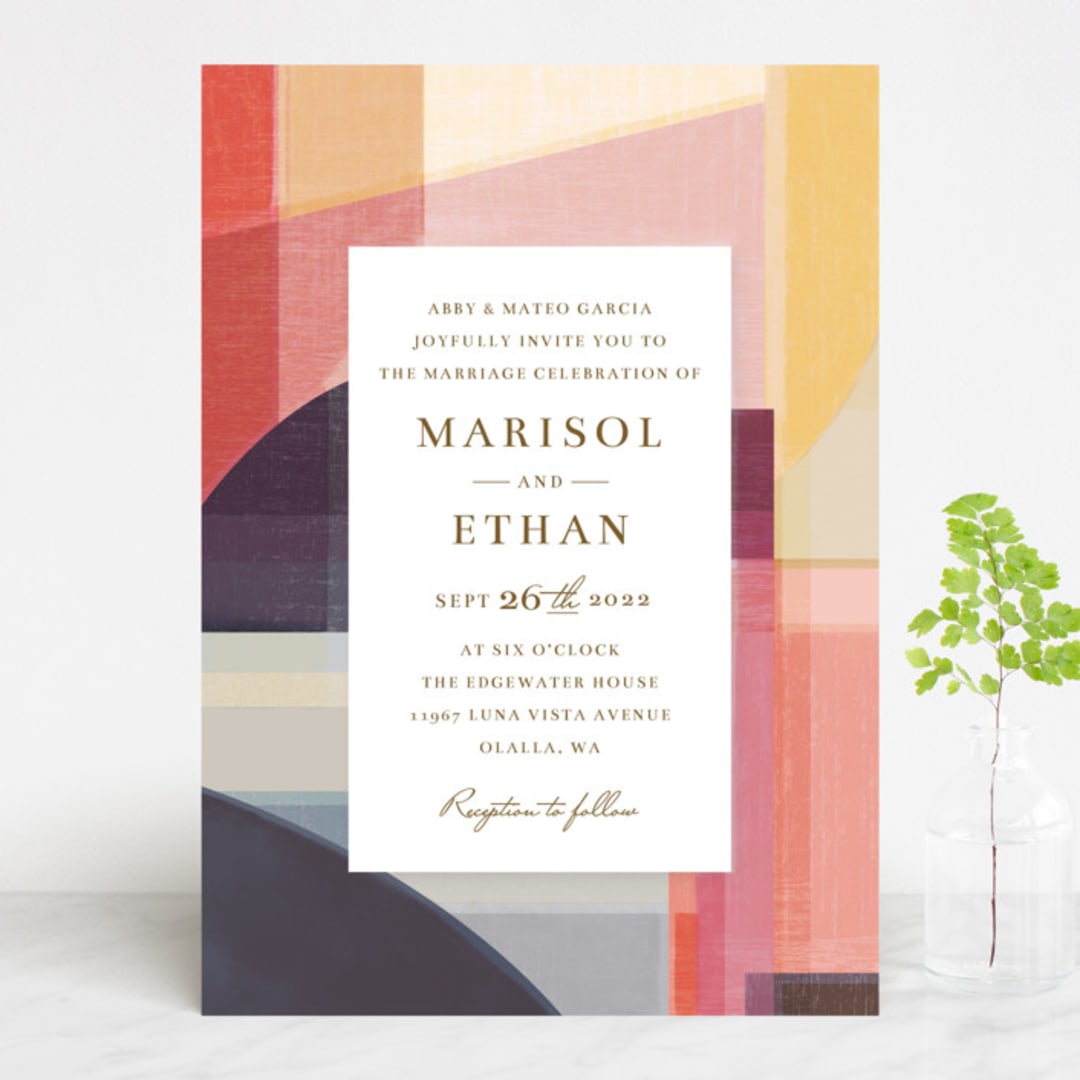 "Edgewater" - Wedding Invitations in Sunset by Griffinbell Paper Co. - Front