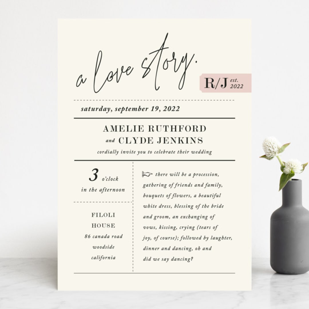 "A Storybook Wedding" - Wedding Invitations in Blush by Katy Shen - Front