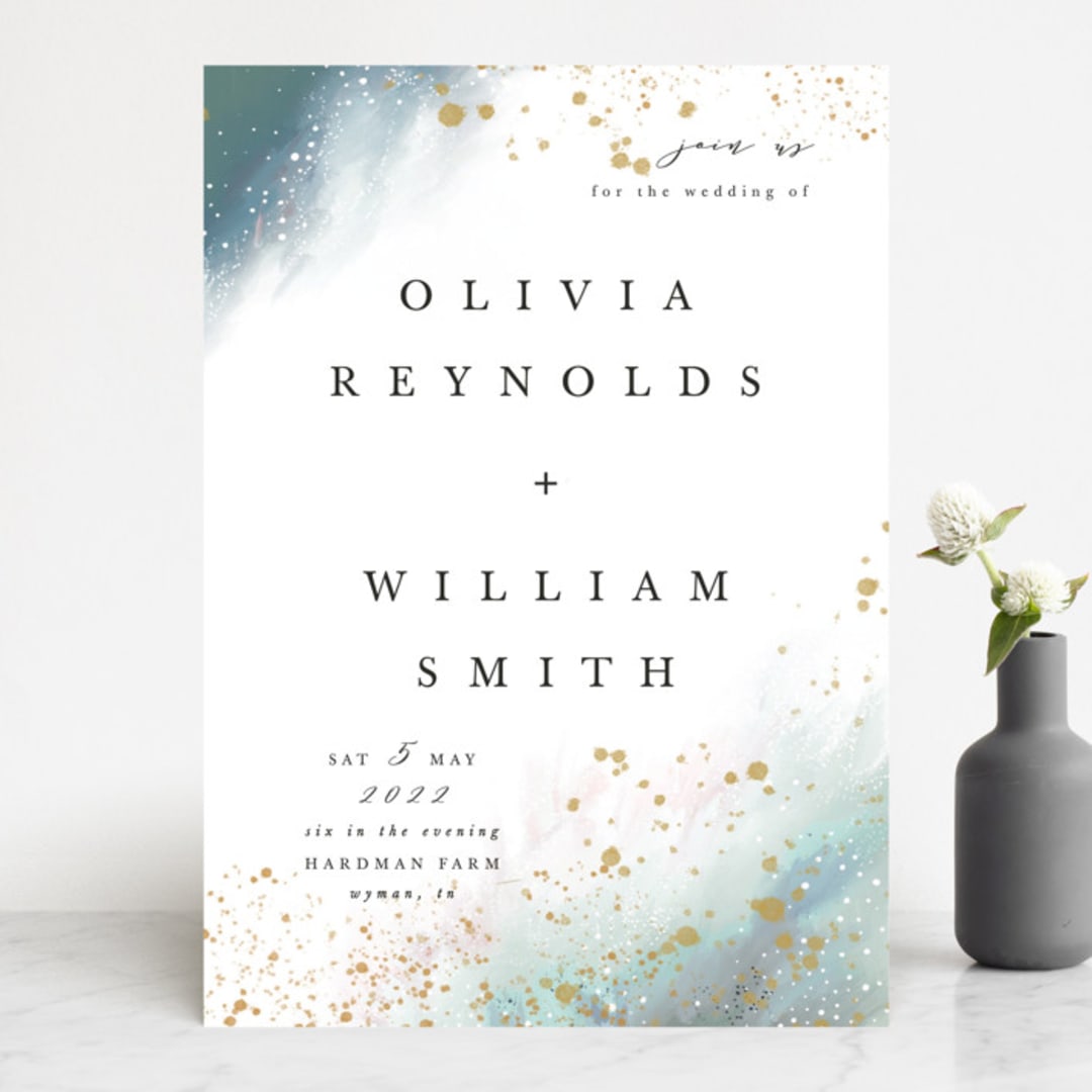 "Ethereal Dust" - Wedding Invitations in Topaz by Hannah Williams - Front