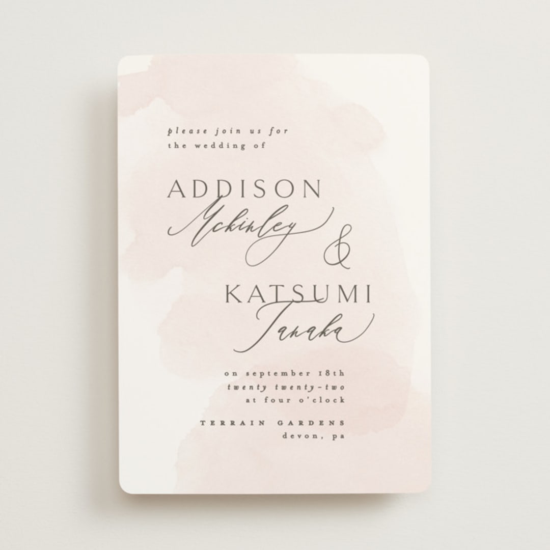 "Softly Layered" - Wedding Invitations in Blush by Everett Paper Goods - Front
