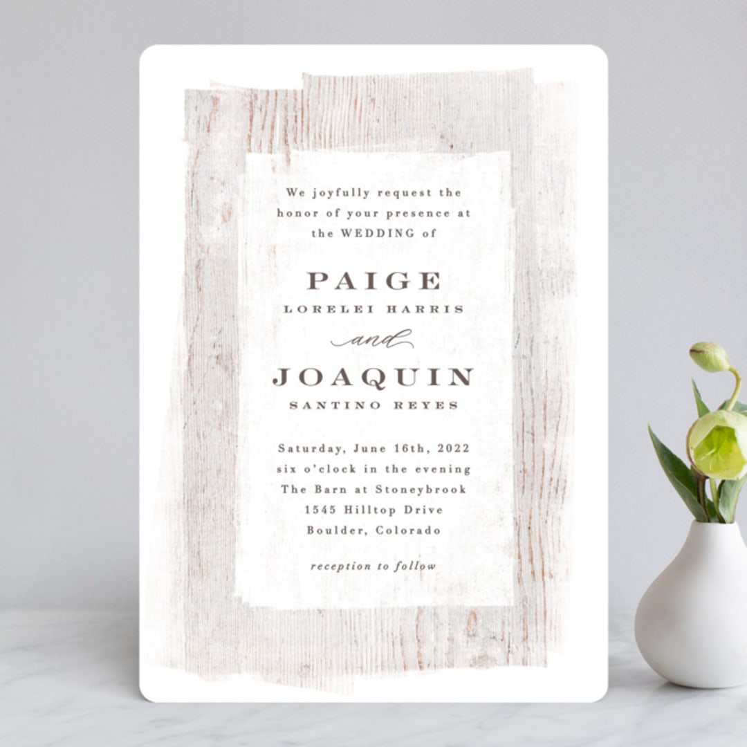 "Barnwood" - Wedding Invitations in Ash by Hooray Creative - Front
