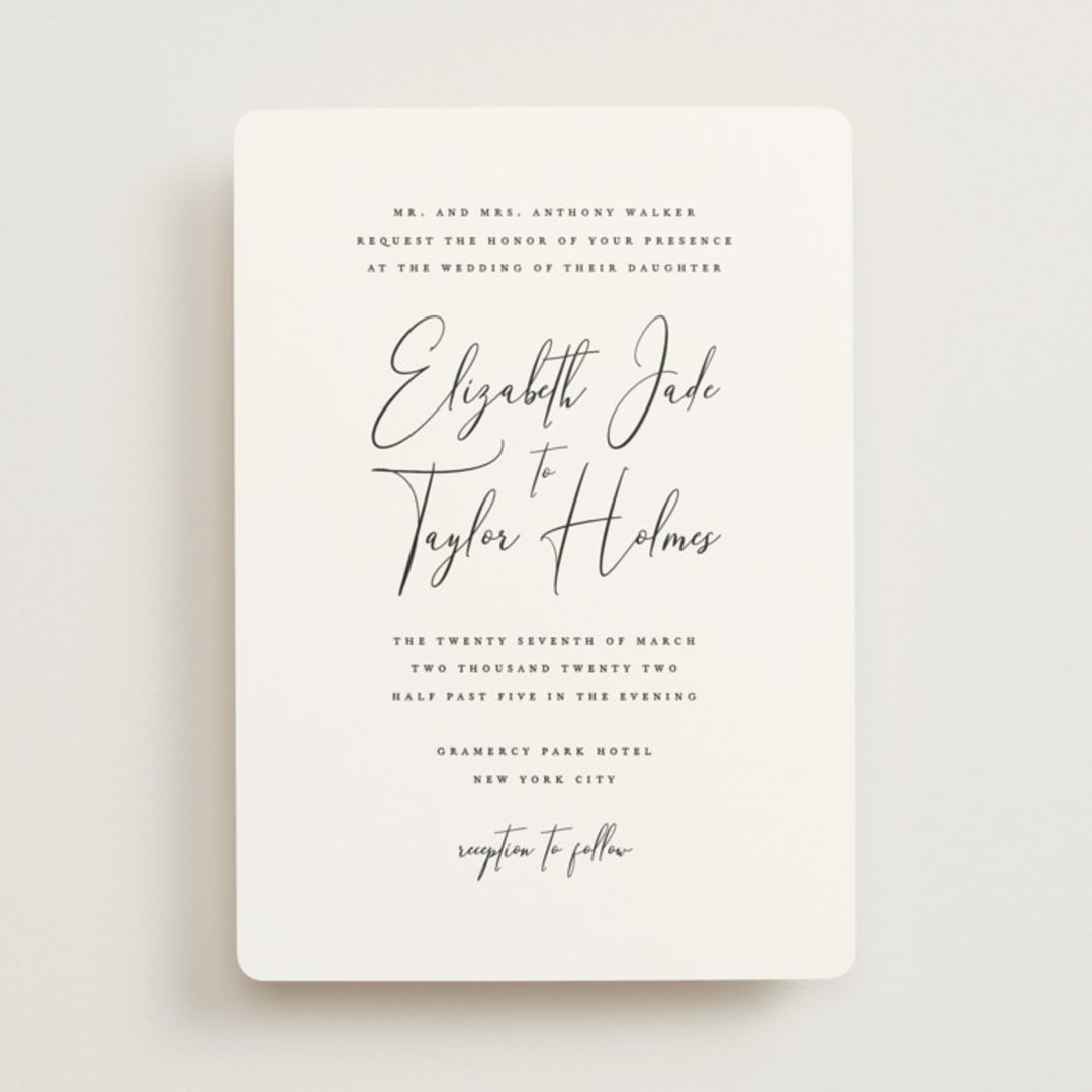 "Desire" - Wedding Invitations in Cotton by Jennifer Postorino - Front
