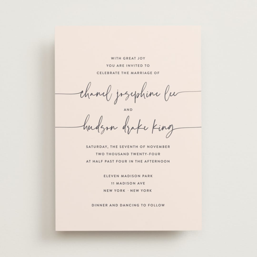 "Madison Ave" - Wedding Invitations in Tickled by Design Lotus - Front