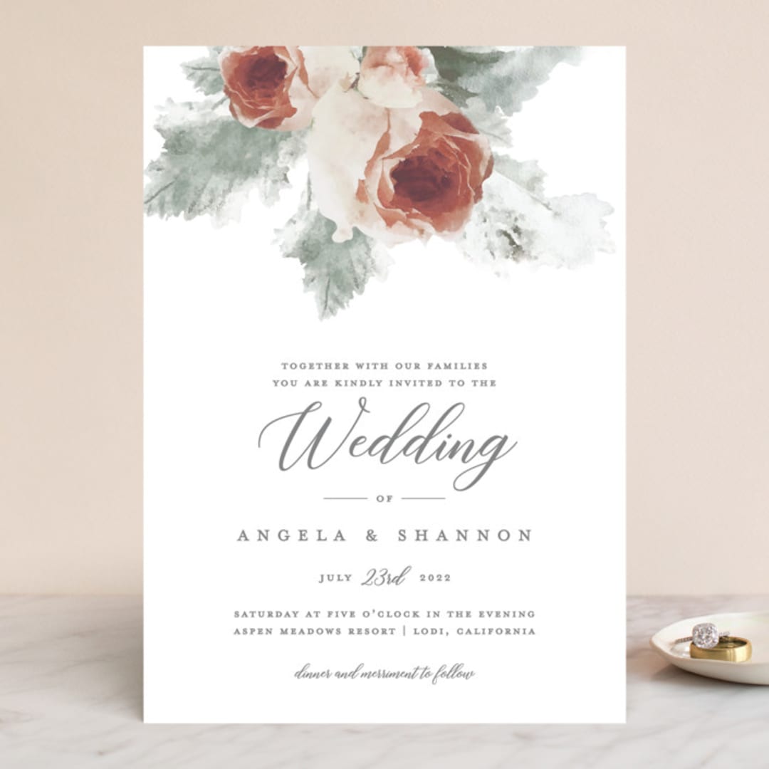 "rose drop" - Wedding Invitations in Rose by Cass Imagines - Front