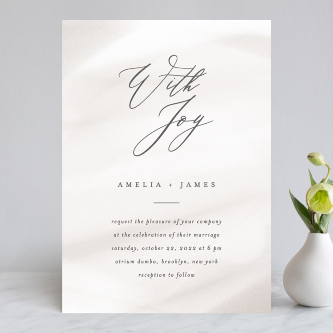 "Overjoyed" - Wedding Invitations in Taupe by Ana Sharpe - Front