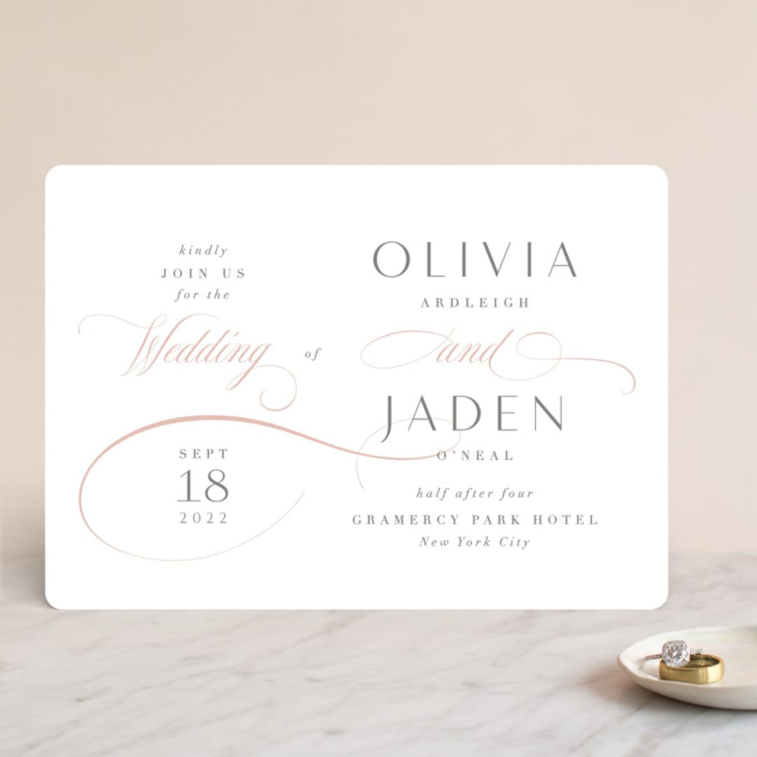 "Gramercy" - Wedding Invitations in Blush by Kristie Kern - Front