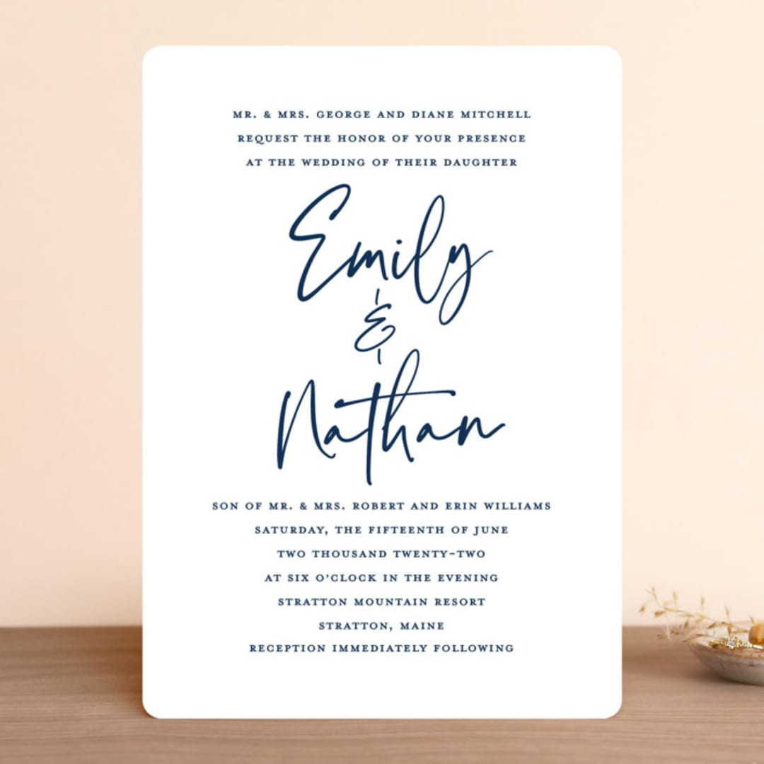 "Semi Formal" - Wedding Invitations in Navy by Kerry Doyle - Front