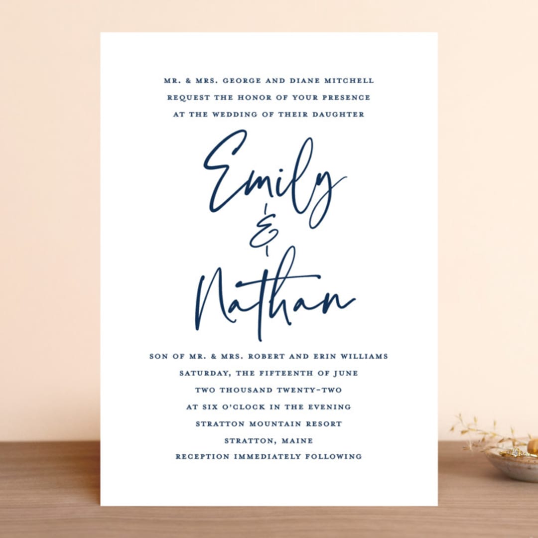 "Semi Formal" - Wedding Invitations in Navy by Kerry Doyle - Front