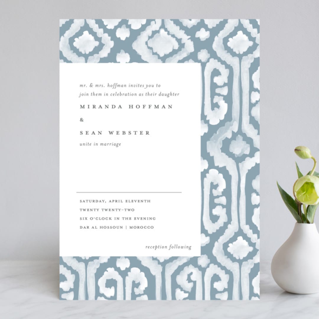 "Painted Ikat" - Wedding Invitations in Frost by Liz Conley - Front