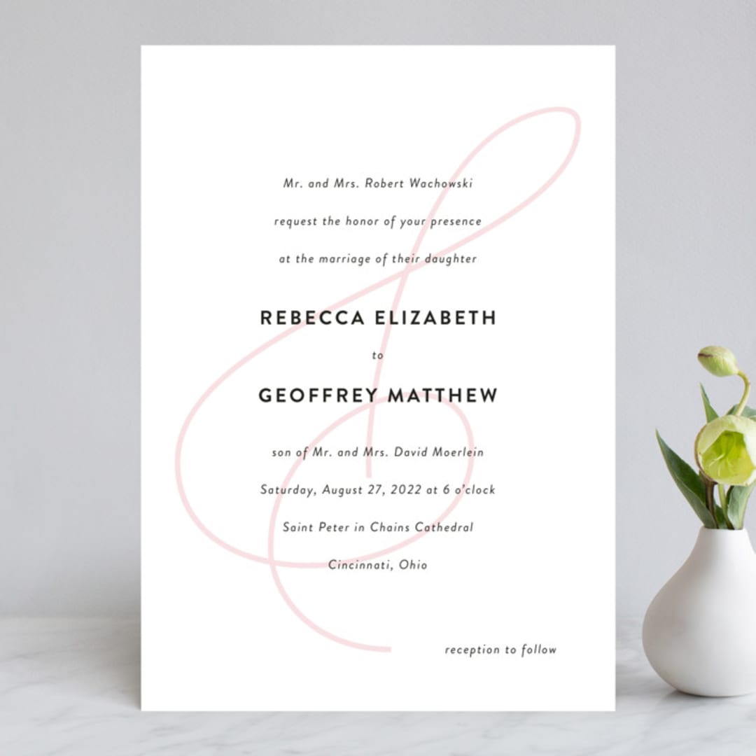 "AND" - Wedding Invitations in Carnation by Kim Dietrich Elam - Front