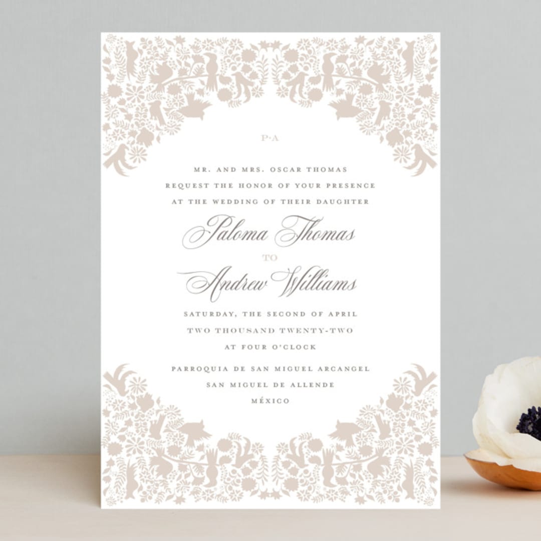 "Hacienda" - Wedding Invitations in Stone by Lagniappe Paper - Front