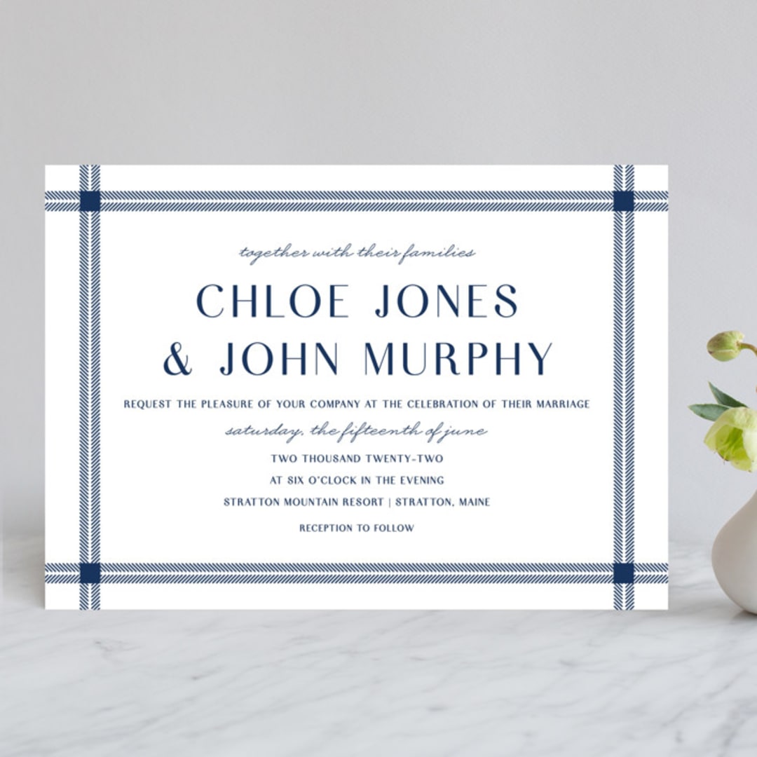 "window pane check" - Wedding Invitations in Navy by Kerry Doyle - Front