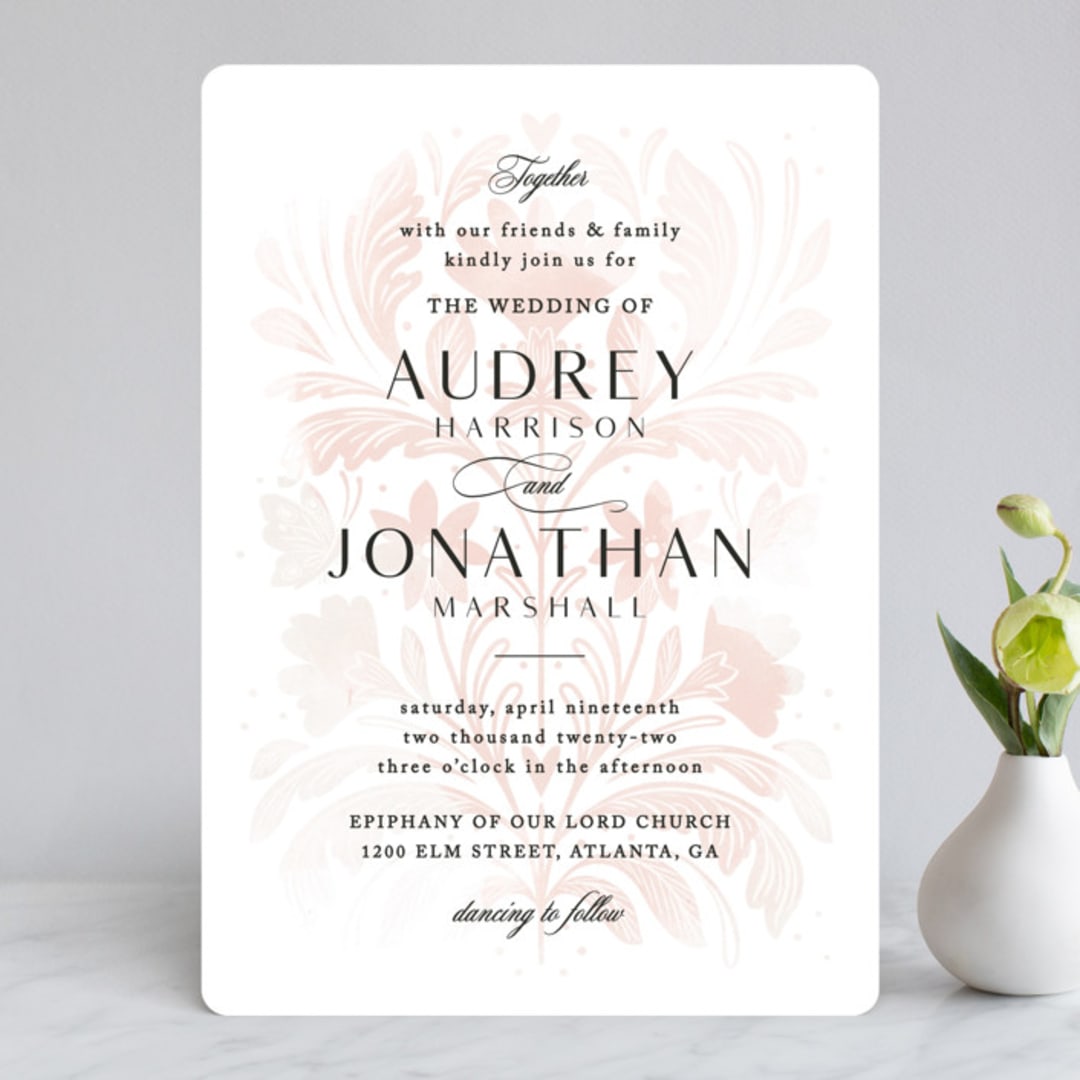 "Batikka" - Wedding Invitations in Blush by Paper Raven Co. - Front