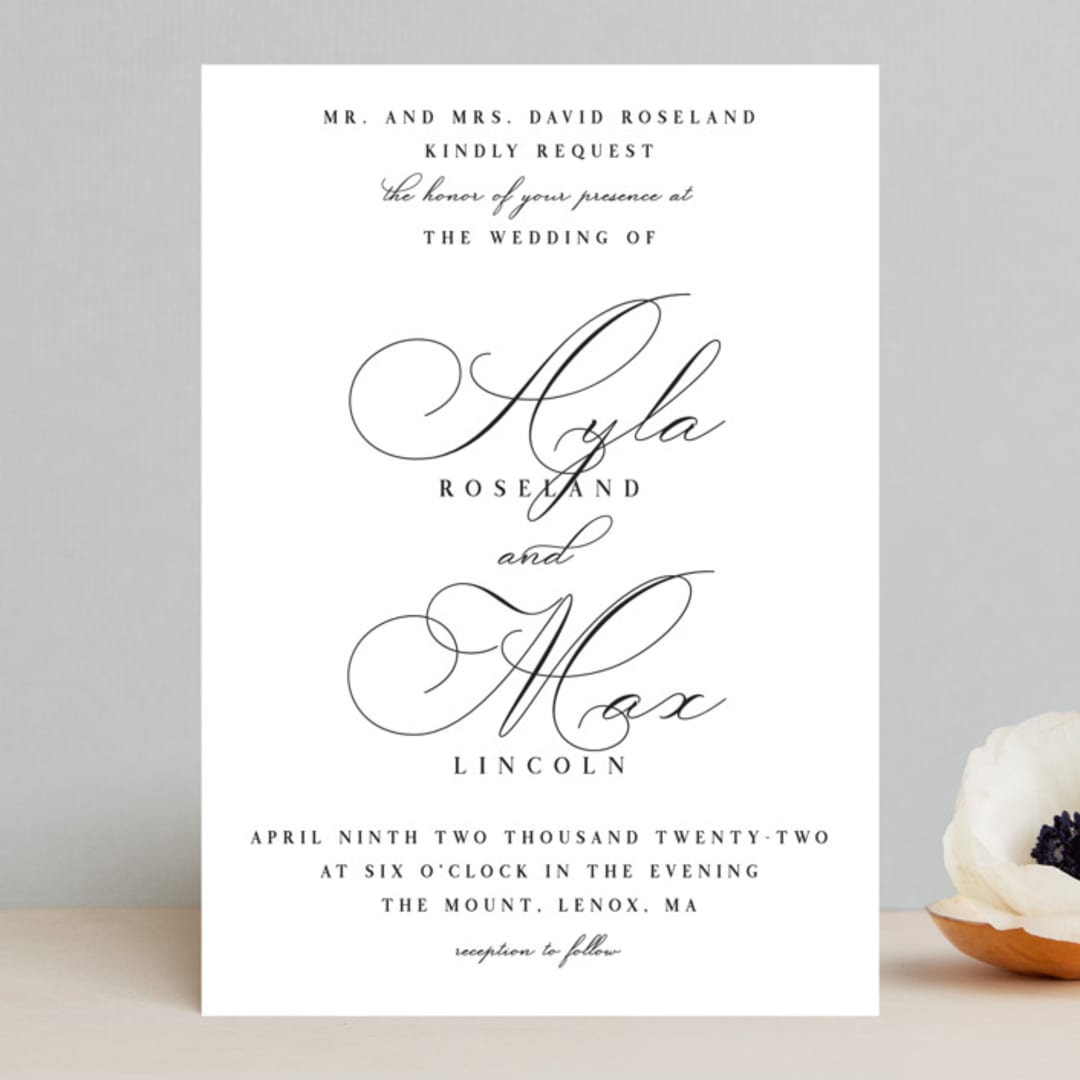 "Sweet Nothings" - Wedding Invitations in Linen by Keen Peachy - Front