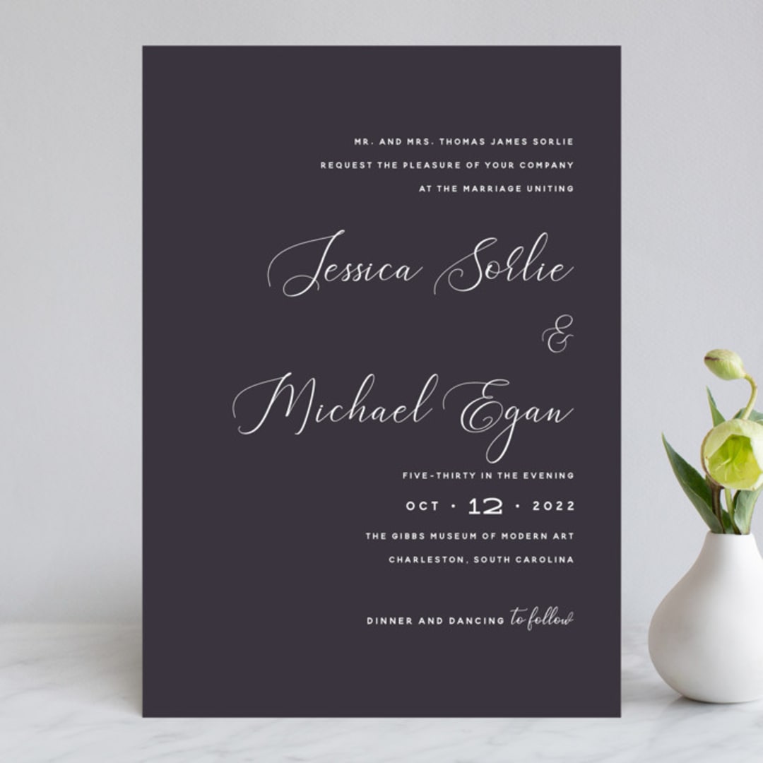 "Right Side" - Wedding Invitations in Blackberry by Susan Brown - Front