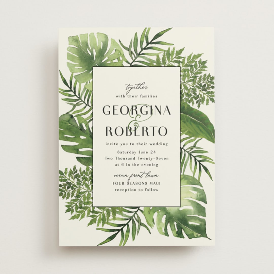 "Tropical Vows" - Wedding Invitations in Jade by Chris Griffith - Front