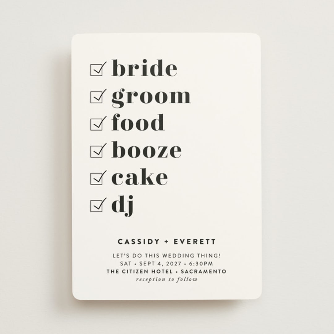 "Key Ingredients" - Wedding Invitations in Cotton by Christie Garcia - Front