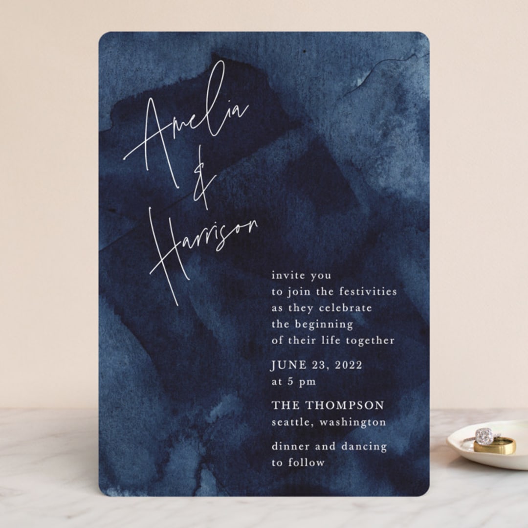 "Plain and Simple" - Wedding Invitations in Sapphire by Chris Griffith - Front